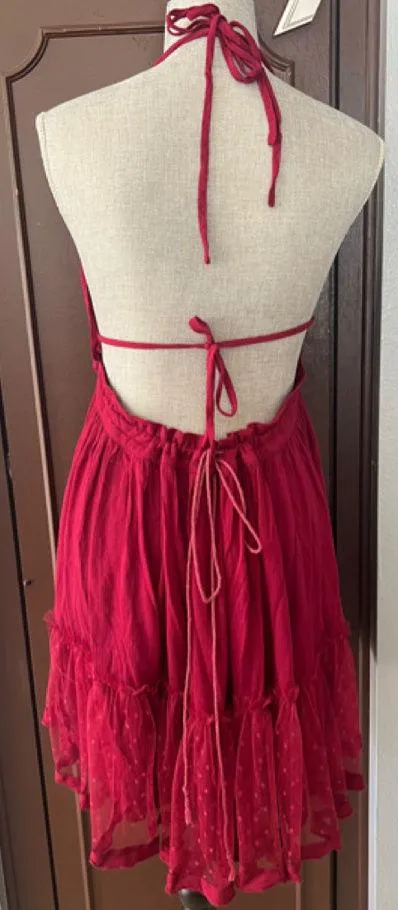 R. Vivimos wine red halter open back swing dress - Image 2