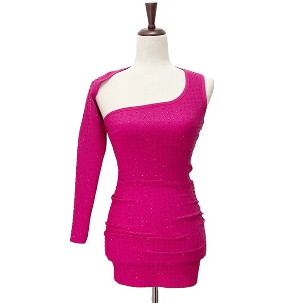Superdown Adley Hot Pink One Shoulder Sequin Mini Dress Size XS Party Clubwear - Image 2