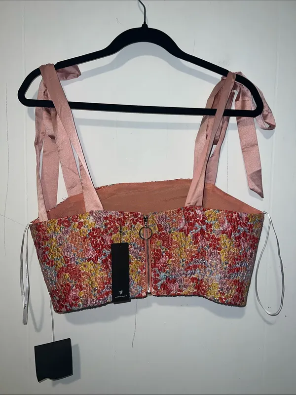 Lulu's Pink Ribbon Floral Textured 2 Piece Halter and Midi Skirt NWT 0831261 - Image 4