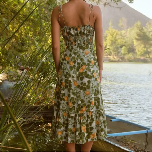 Reformation Green and Yellow Midi Dress - Image 6