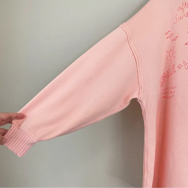 Aerie Oversized After Sunset Smile+Wave Crewneck Sweatshirt in Peach Size Small‎ - Image 3