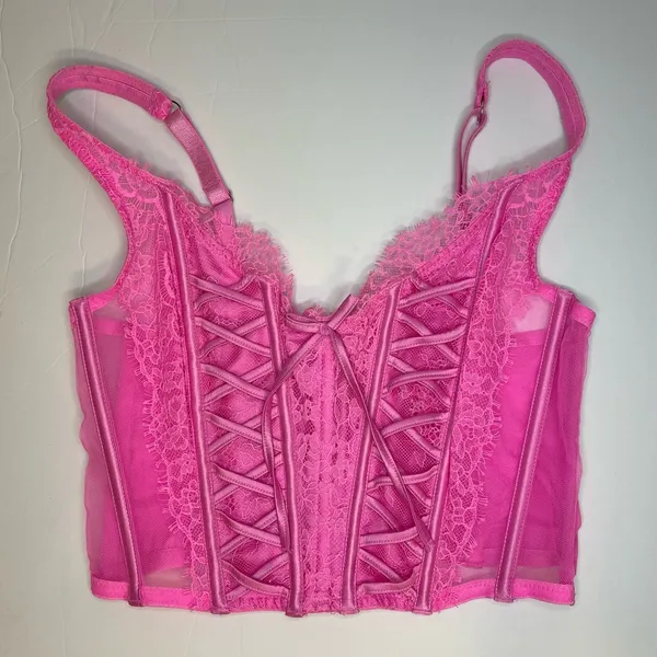Victoria's Secret Dream Angels Pink Lace Unlined Non Wired Corset Bra Top Size S - Image 4