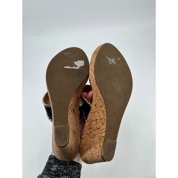 Jack Rogers Marbella navy blue leather cork wedge thong flip flop sandal size 8 - Image 5