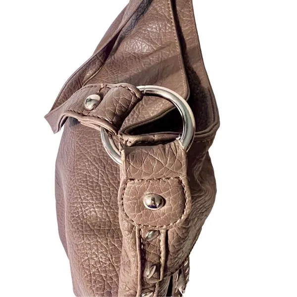 Nine West Large Gray Faux Pebble Leather Shoulder Bag - Image 3
