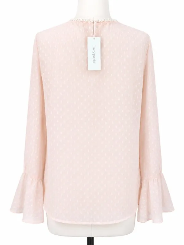 Lucy Paris Blouse S NWT Swiss Polka Dot Sheer Pink Romantic Coquette - Image 4