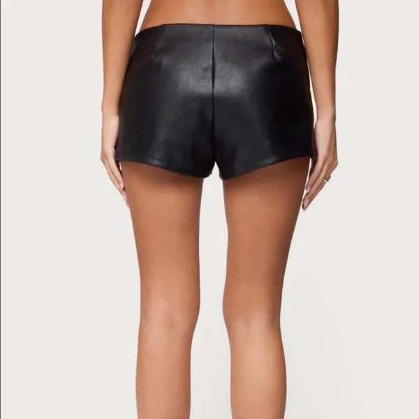 Edikted Studded Belt Faux Leather Micro Shorts size S - Image 5