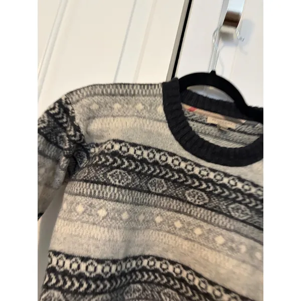 Burberry Brit Wool‎ Cashmere Fair Isle Sweater Grey Black XL Pullover - Image 3