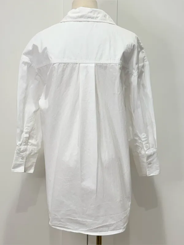 Anine Bing Mika Button Down Shirt XXS White Oversized Capsule Clean Chic Classic - Image 6