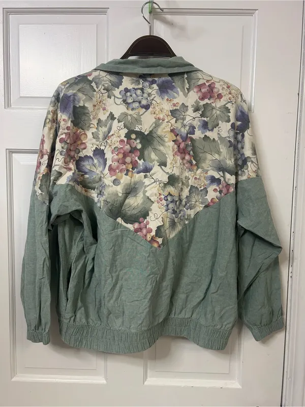 Floral Grapevine Sage Green Bomber Jacket - Image 4