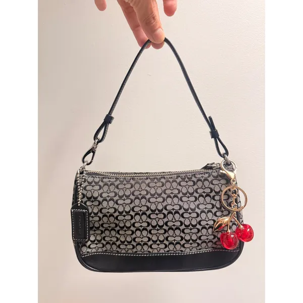 Coach Y2K Signature Demi Pouch Bag Black Grey‎ Jacquard Canvas 6622 Vintage - Image 2