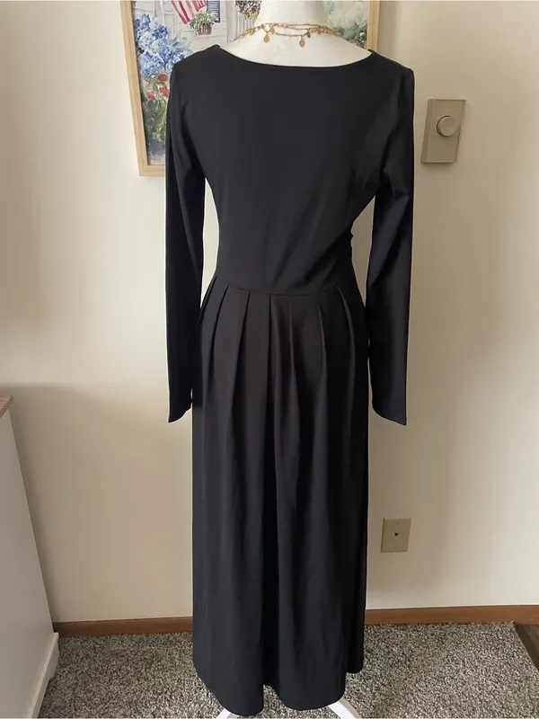 Halara Scoop Neck Long Sleeve Flare Maxi Casual Dress with Pockets New - Image 5