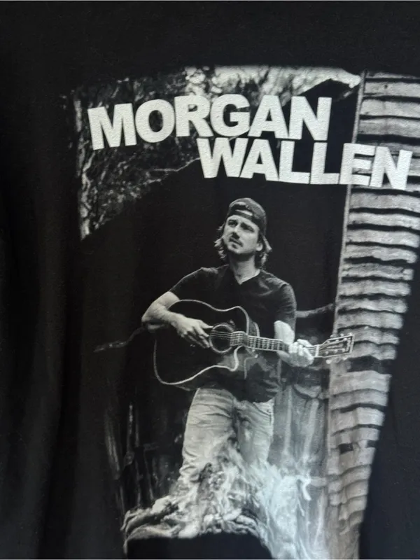 Morgan Wallen concert tour graphic tee guitar acoustic b&w short sleeve tshirt - Image 2