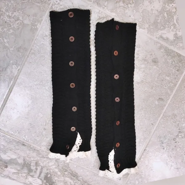 Steve Madden Button Crochet Knit Leg Warmers - Image 3