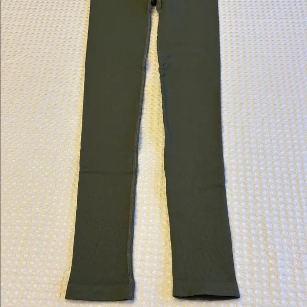 NEW! Free People Movement Dark Olive Sage Forest Green Ribbed Leggings Size XS/S - Image 9
