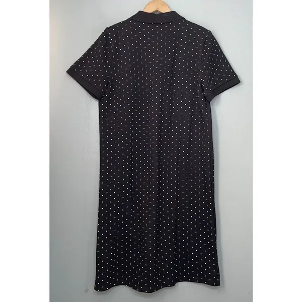 Appleseeds Size Medium Black White Polka Dot Polo Shirt Dress Tennis Prep Sporty - Image 4