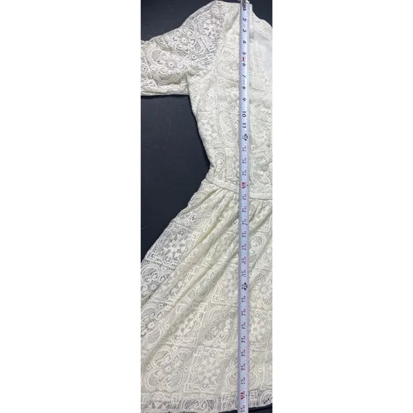 American Eagle Ivory Lace Dress L Lace Up Cottagecore Festival Mini - Image 9