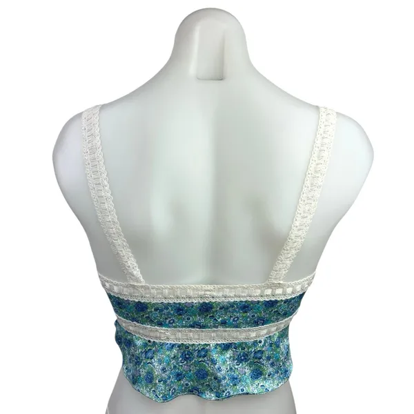 For Love & Lemons Alana Floral Print Lace Strap Cami Camisole Crop Top Size XXS - Image 7