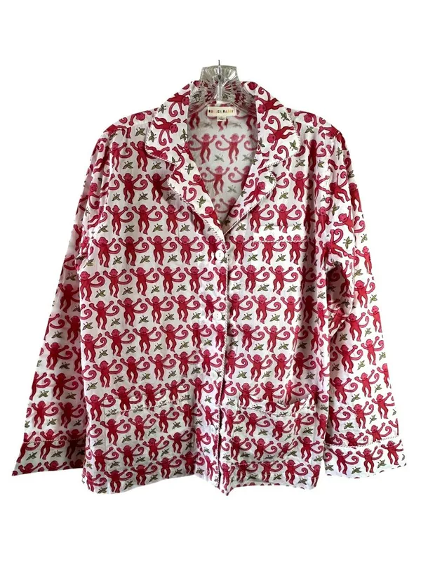 Roller Rabbit Pink Monkey Print Cotton Pajama Set Size S Button Front - Image 4