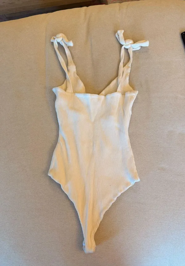 Princess Polly Bodysuit White Ribbed - Image 2