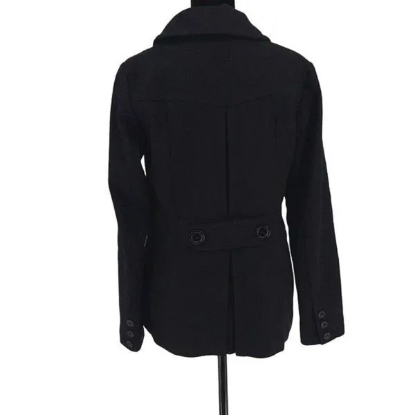 Banana Republic Womens Double Breasted Notch Collar Wool Blend Peacoat Black XS - Image 5