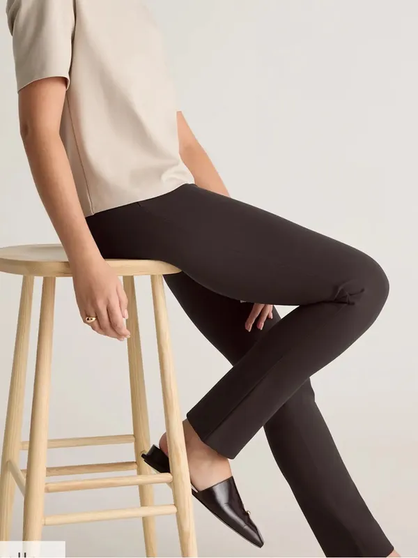 Quince Ultra Stretch Ponte Straight Leg Pants Espresso - Image 3