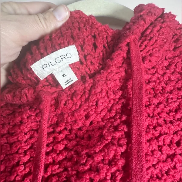 Anthropologie Pilcro Sailcloth Hooded Cropped Sweater Sz XL Loose Knit - Image 6