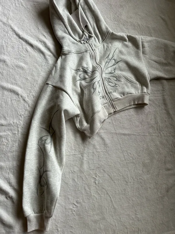 Outcast Clothing Nya Cropped Hoodie Grey - Image 6