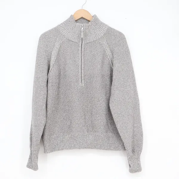 OFFLINE by Aerie Womens XS Grey Marled Quarter Zip Pullover Sweater Thumbholes - Image 2