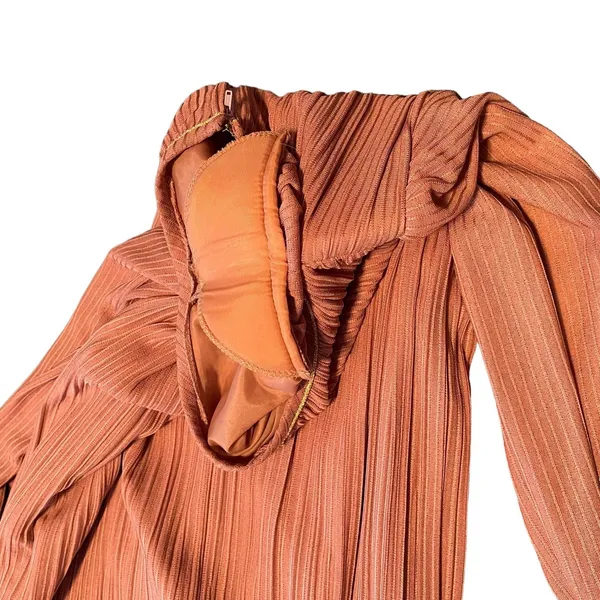 Kingvin Vintage 7 Polyester Accordion Dress Formal High Neck Shift‎ S - Image 6