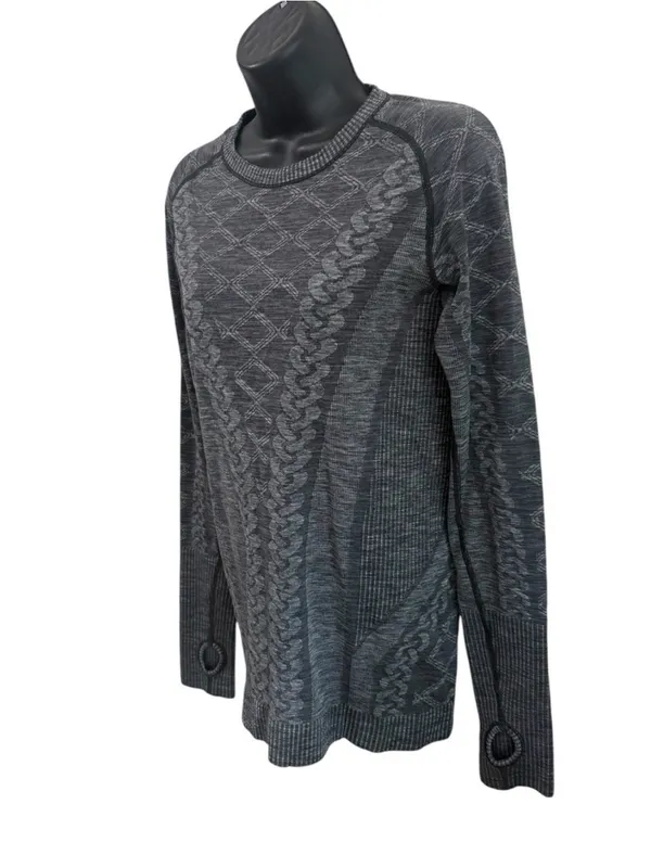 Lululemon Rest Less Pullover Gray Textured Women’s Size 6 Long Sleeve - Image 4