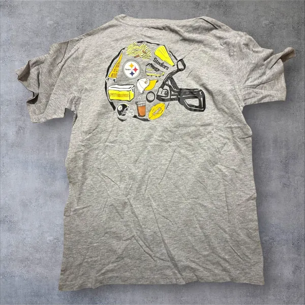 NFL Team Apparel Pittsburgh Steelers Womens Gray Pocket Graphic T-Shirt Medium - Image 2