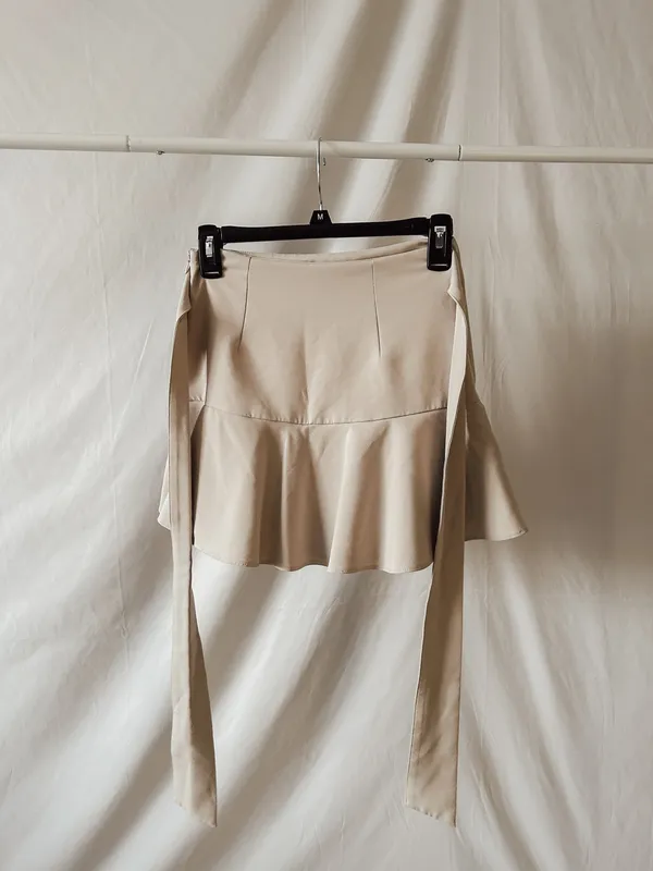 ZARA Tan Belted Tie Mini Skirt - Image 2
