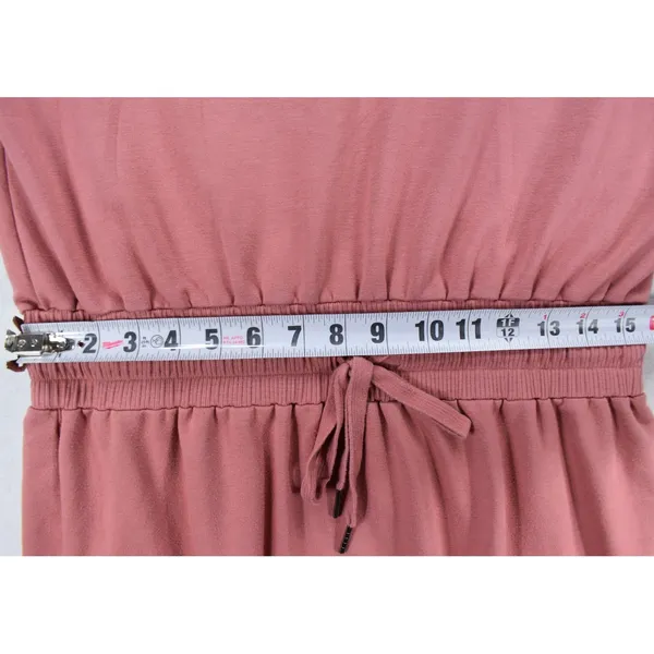 Evereve Womens Sleeveless V-Neck Drawstring Waist Knit Dress Pink Size L - Image 6