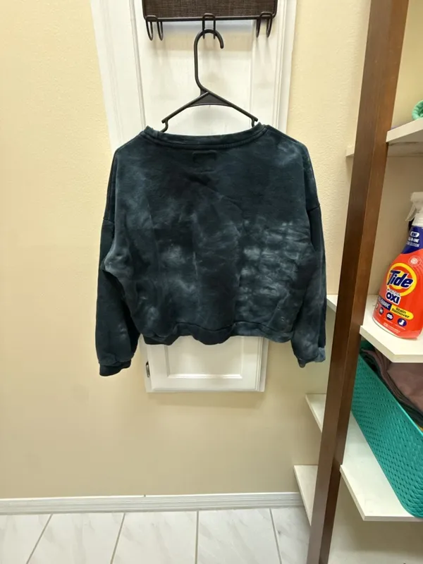 All Fenix Aryah Black Gray Tie Dye Cropped Crewneck Sweatshirt XS - Image 4