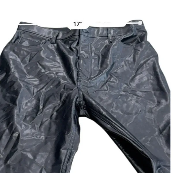 Abercrombie 90s Straight Vegan Leather Pants Womens 32 14 Ultra High Rise Black - Image 7