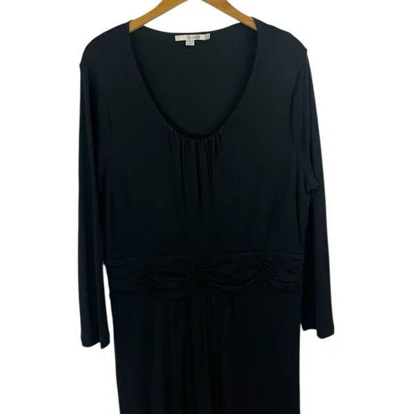 Boden Womens Mabel Jersey Dress 16L Black Ruched Knee Length Minimalist - Image 4