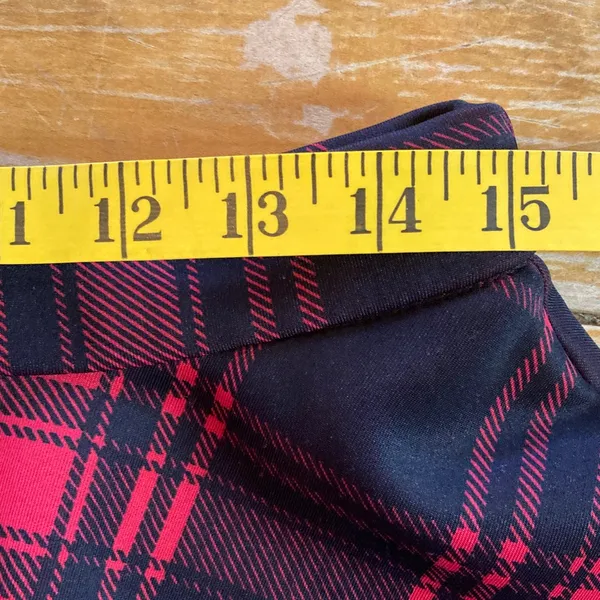 Hot Topic Red & Black Plaid Skater Skirt with Front O-Ring Zip and Pockets M - Image 5