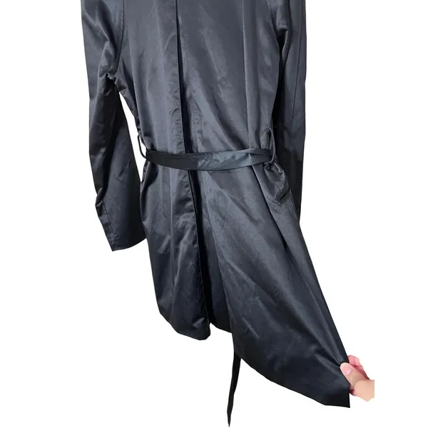 American Living Women's Black Double‎ Breasted Trench Coat Belted Size M - Image 9