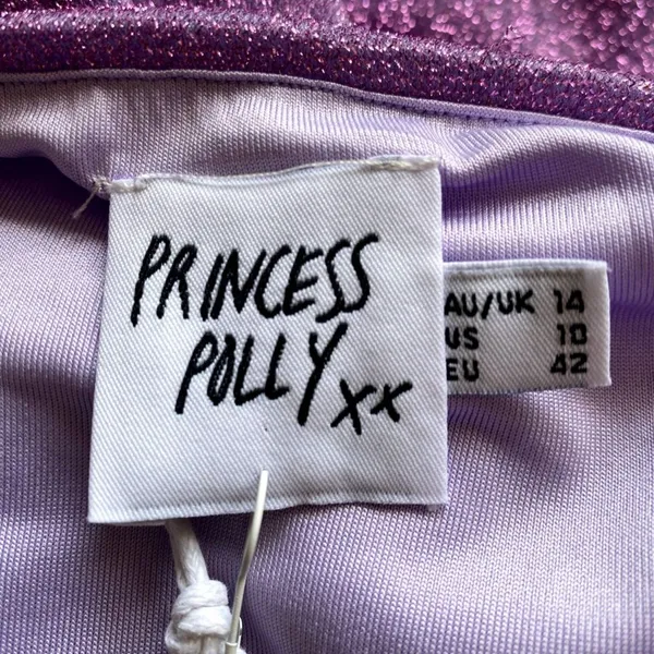 NWT‎ Princess Polly Nancy Sparkle Mini Dress Purple Glitter Bodycon US Size 10 - Image 7