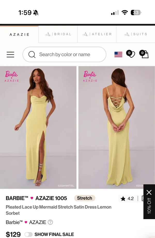 Azazie lemon dress bridesmaid - Image 3