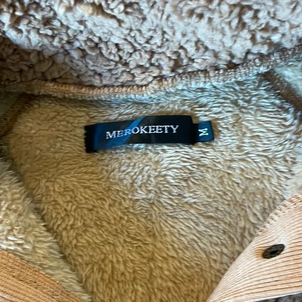 Merokeety tan Sherpa snap front shacket size M - Image 6