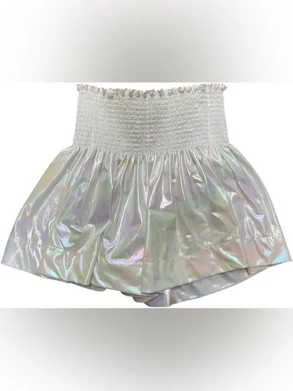 Queen of Sparkles Swing womens shorts in Iridescent White XS - Image 2