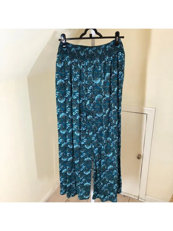 Band of the Free NWT Elise Floral Wide Leg Pull On Pants Deep Teal Aqua S - Image 8