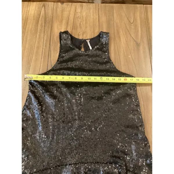 Free People night out Black Sequined Liquid Shine Party sleeveless halter dress - Image 6