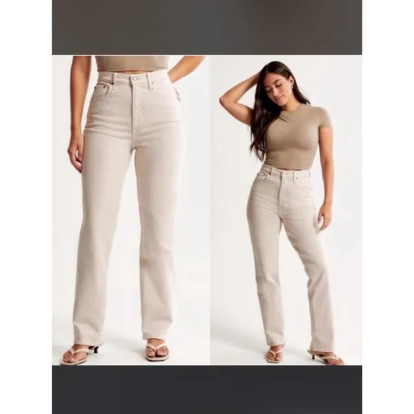 Abercrombie the 90s straight ultra high rise ivory stone - Image 2