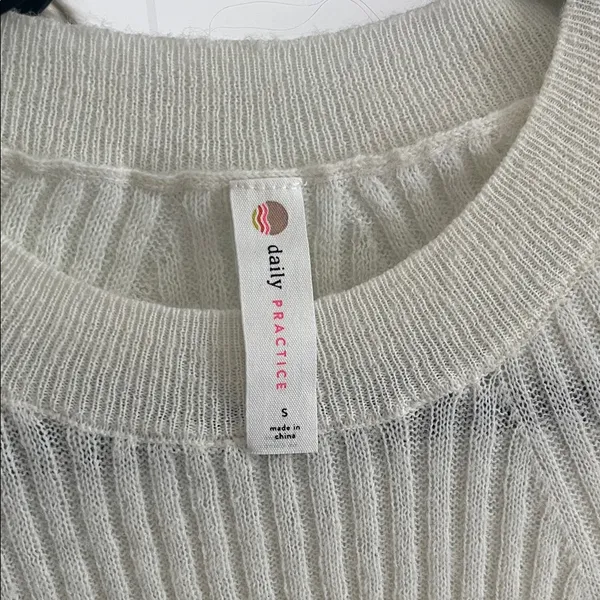 Daily Practice by Anthropologie Cream Ribbed Knit Sweater - Image 2