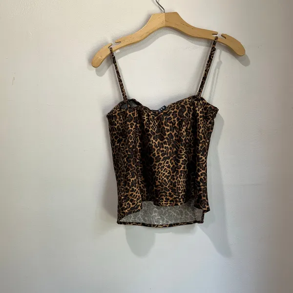 GAP Satin Cami Tank Top‎ Leopard Blouse Size Small - Image 3