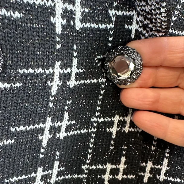 Zara jewel button double breasted metallic thread knit blazer jacket medium - Image 5