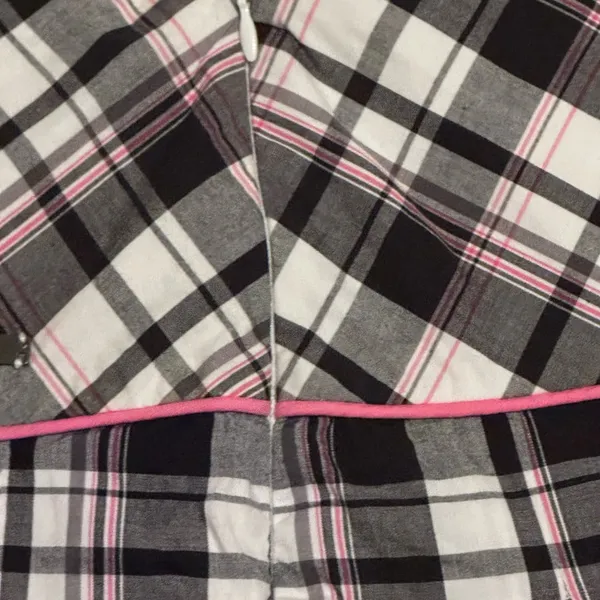 DKNY Y2K Black, White, Pink Plaid Pleated Mini Skater Skirt - Image 11
