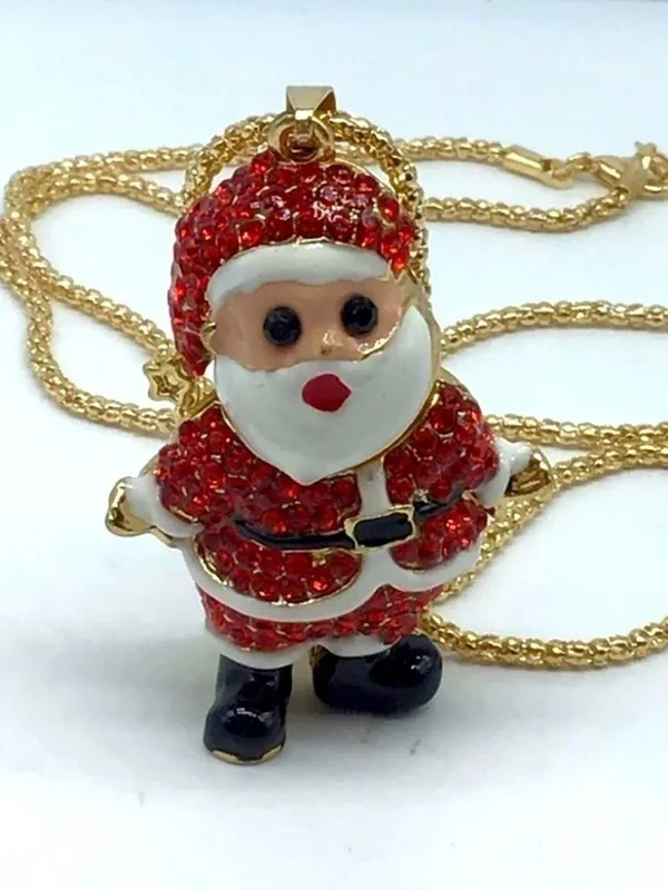 Red Crystal Santa Claus Christmas Necklace - Image 5